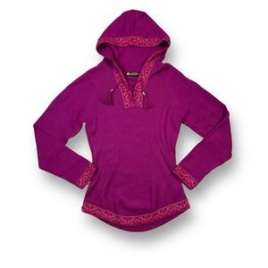 Tejido Parillo 100% Baby Alpaca Wool Purple Pullover Hoodie Made in Peru XS